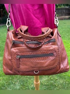 Carla Mancini Brown Leather Handbag /Crossbody Bag Made in USA
